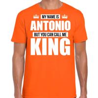 Naam cadeau t-shirt - my name is Antonio - but you can call me King - oranje - heren - koningsdag