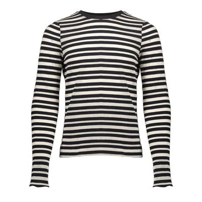 Geisha winter top meisjes - zwart/wit - ajour - longsleeve, gestreept