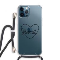 Friends heart black: iPhone 12 Pro Transparant Hoesje met koord