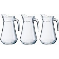 3x Glazen water karaffen/waterkannen 1 liter