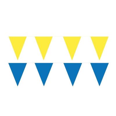 Feest versiering punt vlaggetjes pakket - 60 meter - blauw en geel - slingers / vlaggenlijnen