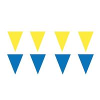 Feest versiering punt vlaggetjes pakket - 60 meter - blauw en geel - slingers / vlaggenlijnen