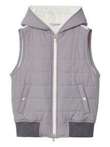 Brunello Cucinelli Kids gilet matelassé à fermeture zippée - Gris