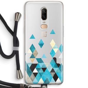 Gekleurde driehoekjes blauw: OnePlus 6 Transparant Hoesje met koord