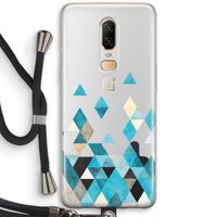 Gekleurde driehoekjes blauw: OnePlus 6 Transparant Hoesje met koord