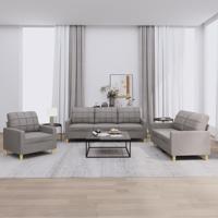 3-delige Loungeset met kussens stof taupe