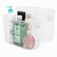 Benson Douchemandje/bakje Large - 2x - met zuignappen - transparant - 17 x 8 x 12 cm - bad rekje