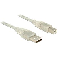 Delock USB-kabel USB 2.0 USB-A stekker, USB-B stekker 3 m Transparant 83895