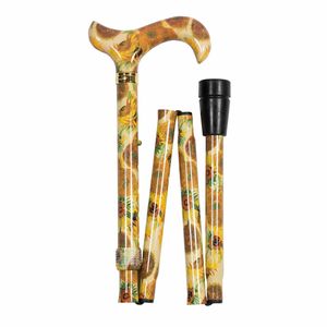 Classic Canes Opvouwbare Wandelstok - Zonnebloemen - Vincent van Gogh - Aluminium - Derby Handvat - Lengte 82 - 92 cm