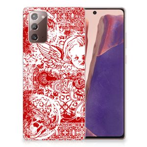 Silicone Back Case Samsung Note 20 Angel Skull Rood
