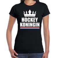 Hockey koningin t-shirt zwart dames - Sport / hobby shirts 2XL  - - thumbnail