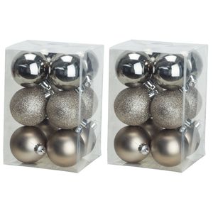 24x stuks kunststof kerstballen champagne 6 cm mat/glans/glitter