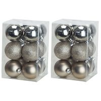 24x stuks kunststof kerstballen champagne 6 cm mat/glans/glitter