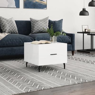 Salontafel 50x50x40 cm bewerkt hout hoogglans wit