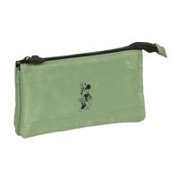 Pennenetui met 3 vakken Minnie Mouse Mint shadow Militair groen (22 x 12 x 3 cm)