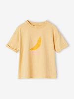 Pop t-shirt met korte mouwen met omslag voor meisjes lichtgeel