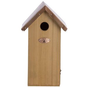 Vogelhuisjes/nestkastje koolmees koperen dak 30 cm met kijkluik - Vogelhuisjes