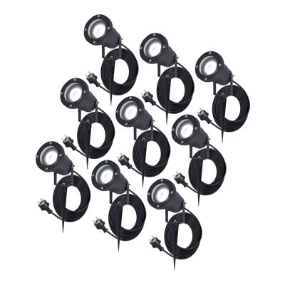 9x Sydney LED Prikspots - 1.5m kabel - 6000K - 5W 400lm - Kantelbaar - IP65 - Zwart