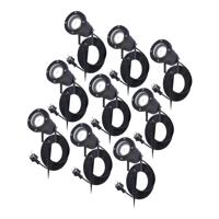 9x Sydney LED Prikspots - 1.5m kabel - 6000K - 5W 400lm - Kantelbaar - IP65 - Zwart
