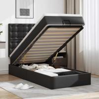 Ottomaanse bed met matras 90x190cm kunstleer zwart