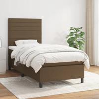 Boxspring met matras stof donkerbruin 90x190 cm