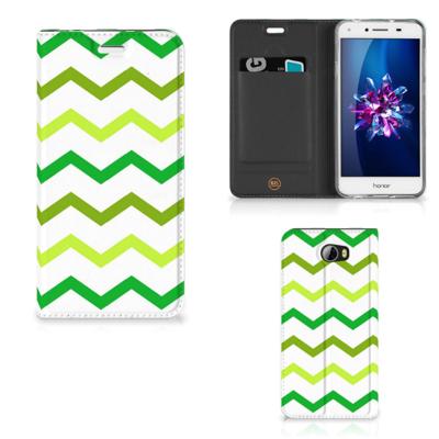 Huawei Y5 2 | Y6 Compact | Hoesje met Magneet | Zigzag Groen