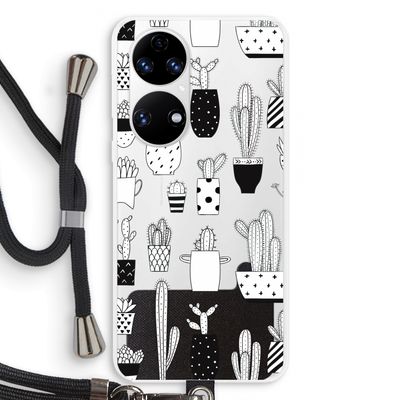 Cactusmotief: Huawei P50 Transparant Hoesje met koord