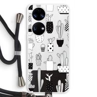 Cactusmotief: Huawei P50 Transparant Hoesje met koord