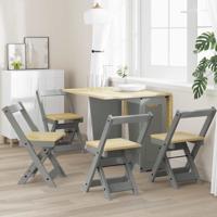 Eetkamerstoelen 4 st Corona inklapbaar massief grenenhout grijs