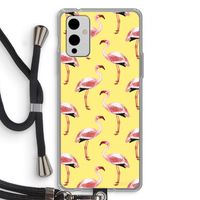 Flamingo's geel: OnePlus 9 Transparant Hoesje met koord