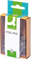 Q-CONNECT kopspelden, 0,85 x 30 mm, vernikkeld, doos van 30 gram