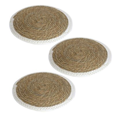 Set van 3x stuks pannen onderzetter van zeegras rond 34 x 34 cm