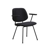 LABEL51 Eetkamerstoel Gastron - Zwart - Fluweel - Zwart Metalen Frame