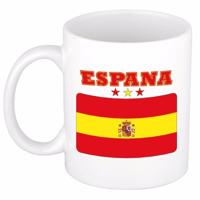 Koffie mok - Spanje - vlag print - 300 ml - wit - keramiek - Supporters - Landen - Beker