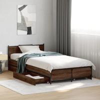 Bedframe met lades bewerkt hout bruin eikenkleur 75x190 cm