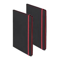 Set van 2x stuks notitieboekje met rood elastiek A5 formaat - Notitieboek - thumbnail
