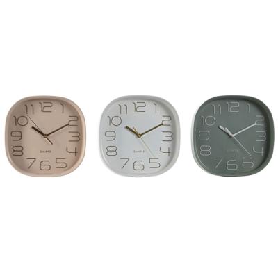 Muurklok Home ESPRIT Wit Groen PVC 28,5 x 5 x 28,5 cm (3 Stuks)