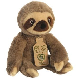 Pluche knuffeldier luiaard - bruin - 24 cm - jungle dieren thema