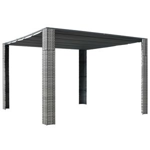 VidaXL Prieel met dak 300x300x200 cm poly rattan grijs en antraciet