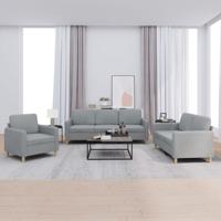 3-delige Loungeset met kussens stof lichtgrijs