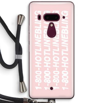Hotline bling pink: HTC U12+ Transparant Hoesje met koord