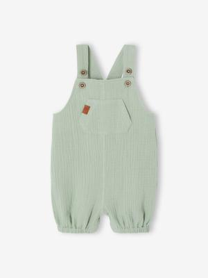 Newborn salopette van gevoerd hydrofiel katoen blauwgroen