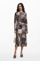 Soepelvallende jurk met dierenprint - BROWN - M