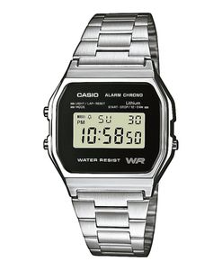 Casio A158WEA-1EF Horloge Retro Classic zilverkleurig-zwart