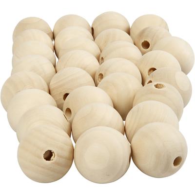 Creativ Company Houten kraal, d 25 mm, gatgrootte 4,5 mm, 100 stuk/ 1 doos