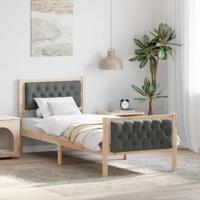 Bedframe Donkergrijs 75 x 190 cm Massief grenenhout
