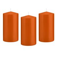 Cilinderkaars/stompkaars - 12x - oranje - 8 x 15 cm - 69 branduren