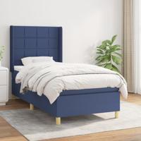 Boxspring met matras stof blauw 90x200 cm