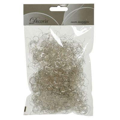 6x zakjes synthetisch engelenhaar zilver 2 x 13,5 x 20 cm kerstversiering