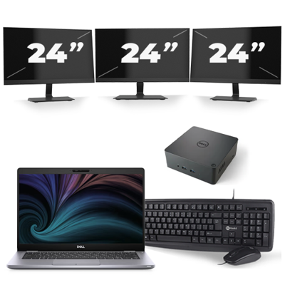 Dell Latitude 5310 - Intel Core i7-10e Generatie - 13 inch - 16GB RAM - 256GB SSD - Windows 11 + 3x 24 inch Monitor